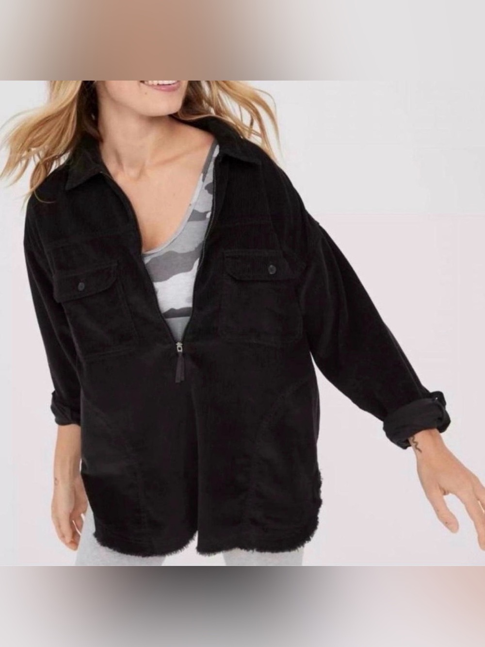 Aerie Offline Oversized Corduroy Quarter Zip Jacket